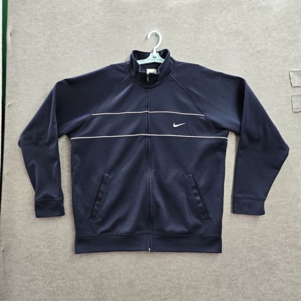 VINTAGE Nike Men Jacket XL Blue Activewear Logo Swoosh Zipper ‎ Y2K